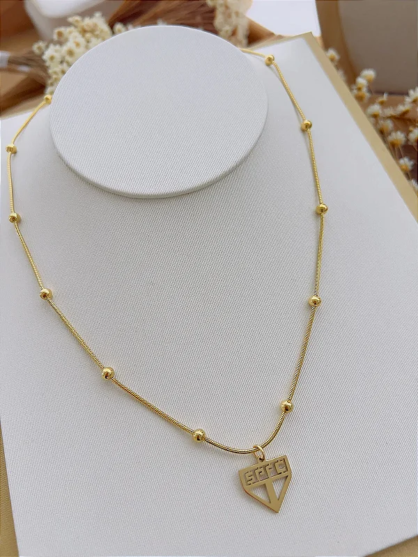 Colar Aço Inoxidável Dourado Time São Paulo