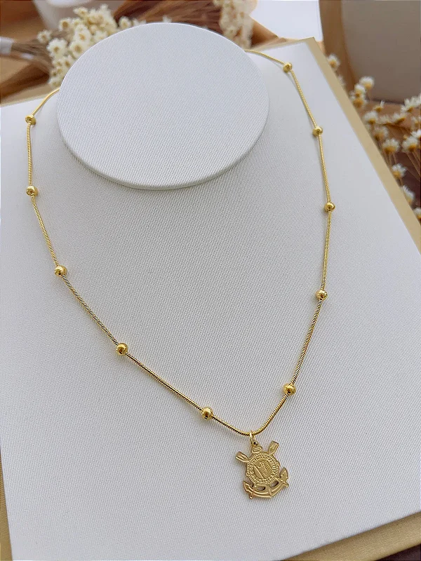 Colar Aço Inoxidável Dourado Corinthians