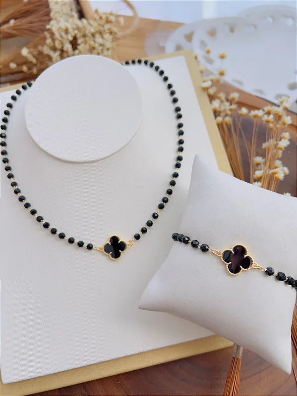 Conjunto Colar e Pulseira Trevo Inspiração