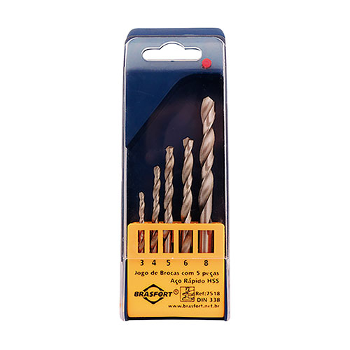 Kit Broca Aco Rapido com 5 Pecas 3,0 a 8,0 Mm
