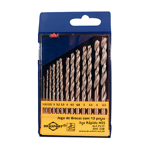 Kit Broca Aco Rapido com 13 Pecas 1,5 a 6,5 Mm