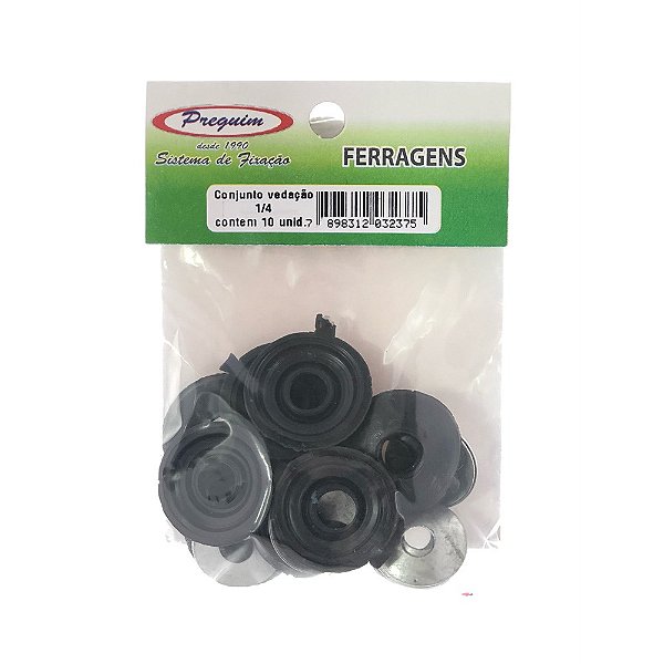 Arruela Telha P Prego Conj Vedacao Pvc Chapa 1/4 Cartela 10 Pecas