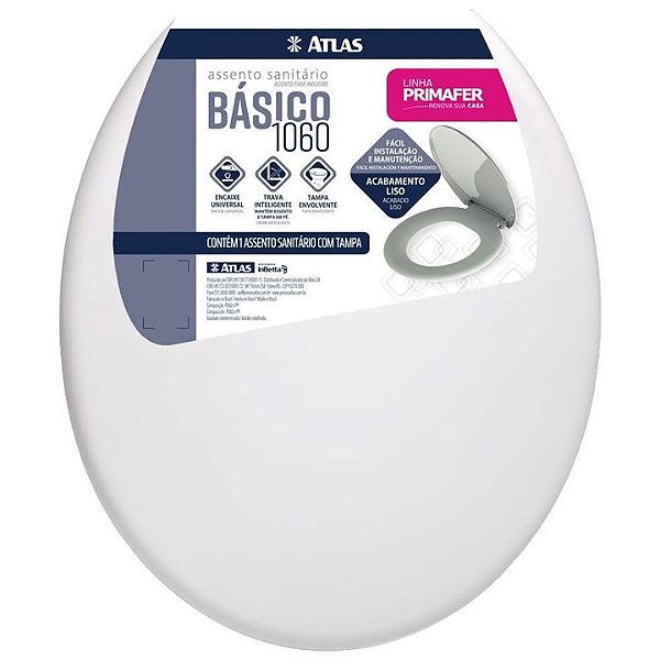 Assento Sanitario Almofadado Oval Basico Branco Pr2060-2 Atlas