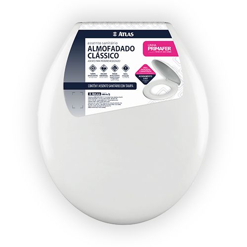 Assento Sanitario Almofadado Oval Classico Branco Atlas