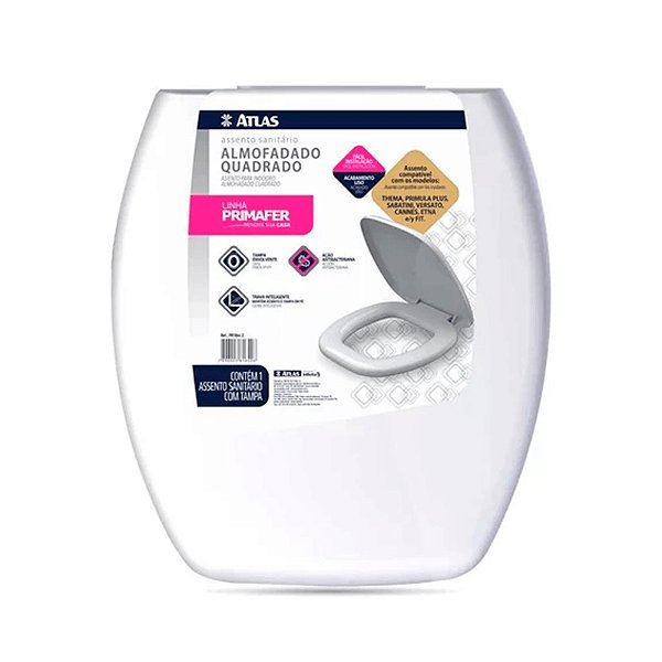 Assento Sanitario Almofadado Plast Quad Branco Pr1064-2 Atlas