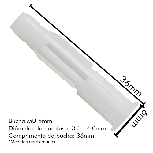 Bucha de Fixação Mu (A) 6mm Tijolo Furado (Cento)