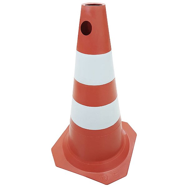 Cone Rigido 75cm Plastico Laranja/branco Plastcor