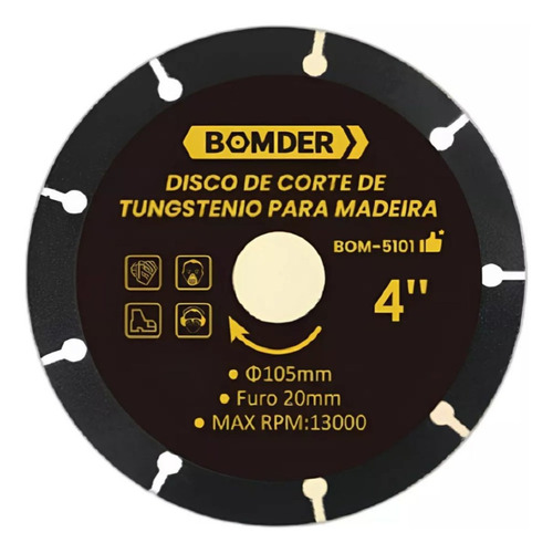 Disco Tungstenio Madeira 4" 105x20mm Bom-5101