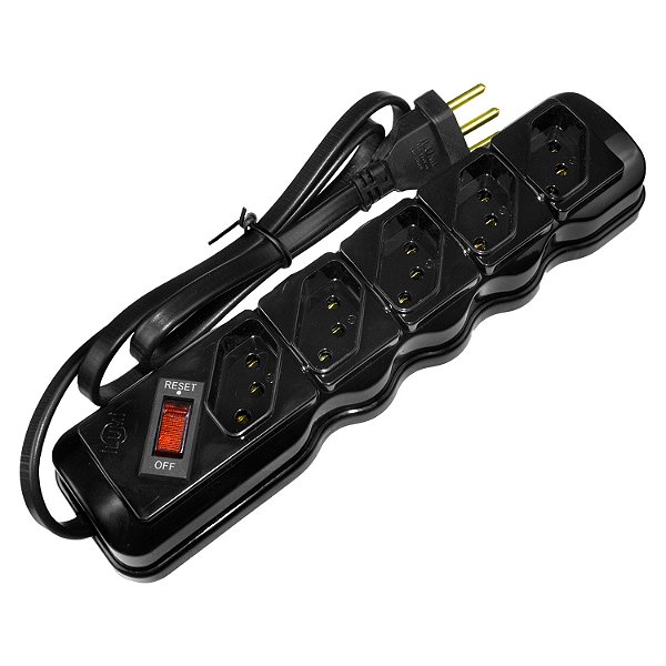 Filtro Linha 1m 5 Tomadas Bv Preto 34013 Ilumi