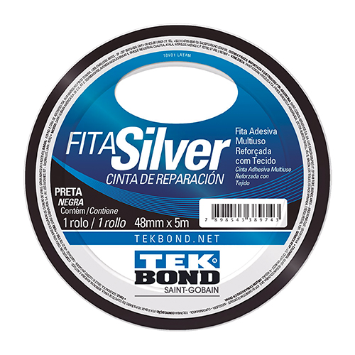 Fita Silver Tape 48mmx05mt Preta Tekbond