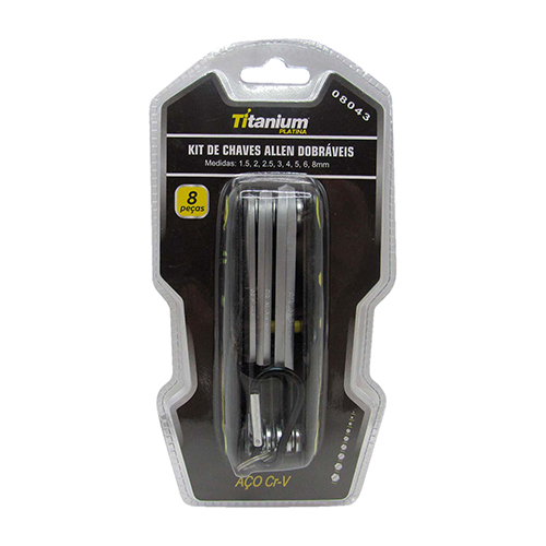 Jogo Chave Allen Dobravel 1,5- a 10mm 8 Pcs Crv Titanium