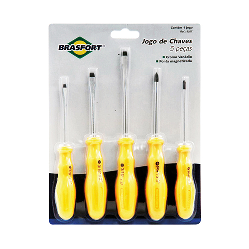 Jogo Chave Fenda/philips Crv 5 Pcs 8027 Brasfort