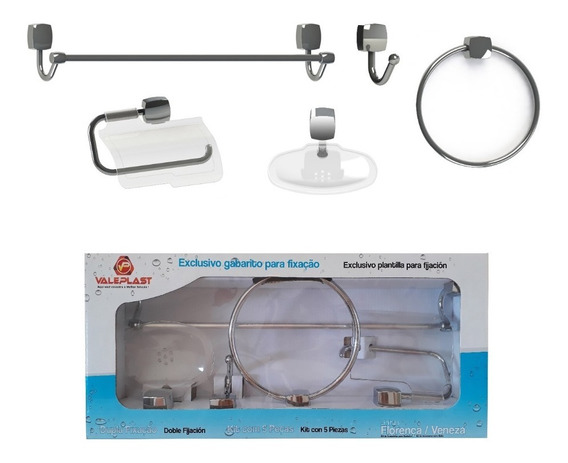 Kit Acessorios Banheiro Abs Acrilico 5pc Valeplast