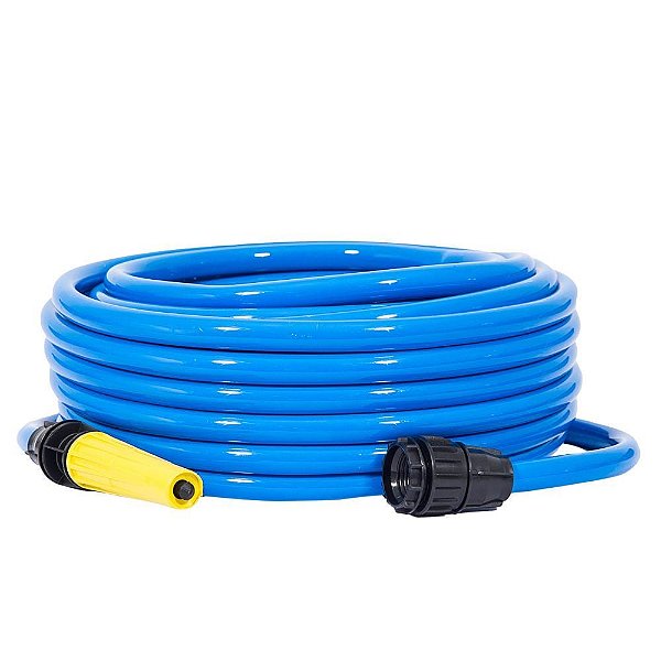 Kit Mangueira Jardim 15m Azul Popflex Lisa Olicar