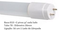 Lampada Led Tubular 9w 6500k G13 60cm Bivolt