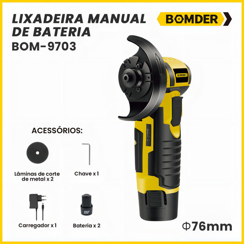 Lixadeira 12v C/ 2 Baterias e Kit Bom-9703