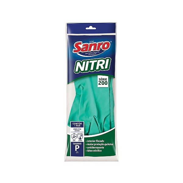 Luva Nitrilica Verde C/forro P Sanro