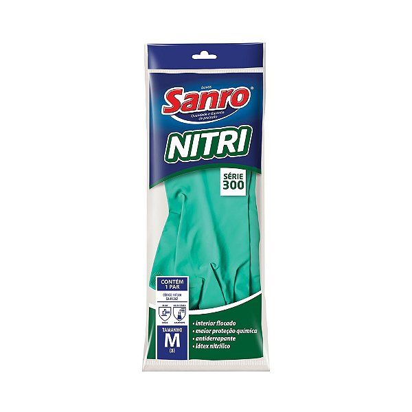 Luva Nitrilica Verde S/forro M Sanro