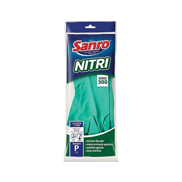 Luva Nitrilica Verde S/forro P Sanro