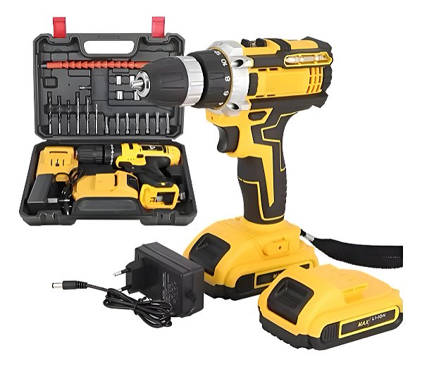 Parafusadeira Furadeira 48v 2 Baterias Bivolt C/ Kit