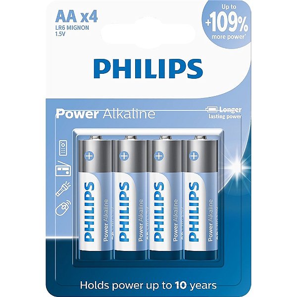 Pilha Alcalina Aa Pequena 4 Un Philips