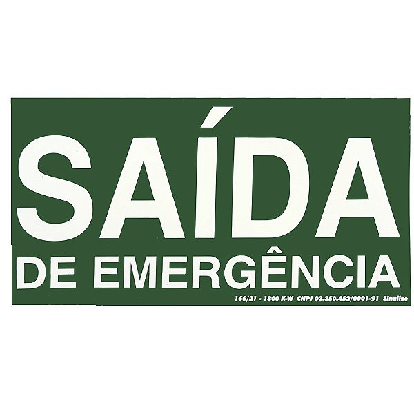 Placa Sinal Pvc 15x30" Saida Emerg"fluor