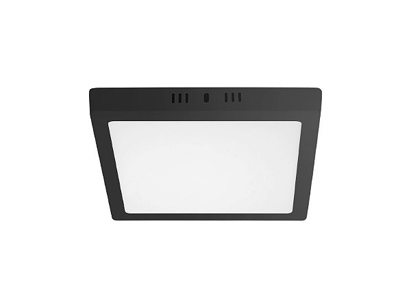 Plafon Sobrepor 25w Preto Quadrado 6000k