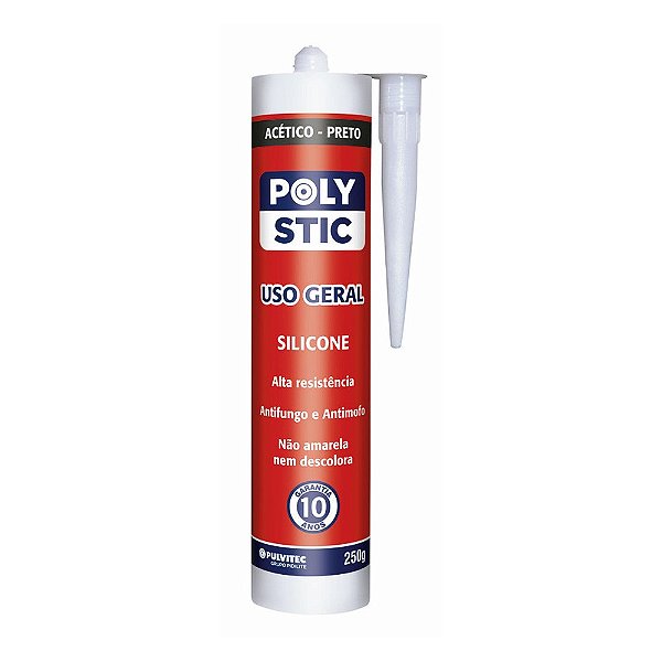 Silicone Acetico 250g Multiuso Preto Zb121 Polyfort