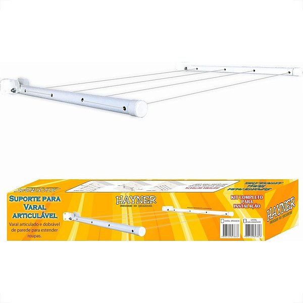 Varal Dobravel Parede 50cm Branco Hayner
