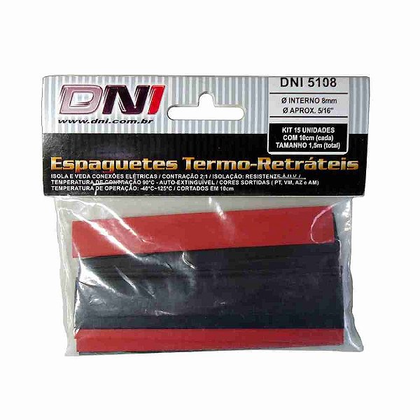 Espaguete Termo Retratil 8mm C/15pc 5108 Dni