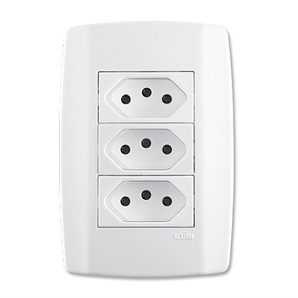 Modulo Embutir 3 Tomadas 10a Slim 4x2 Branco Ilumi
