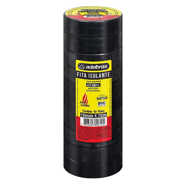 Fita Isolante 19mm X 20m Preta Adelbras