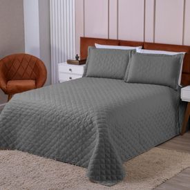 Cobre Leito Liso Matelado Casal Padrão Veneza Cinza 3 Peças