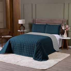 Cobre Leito Londres Casal King Size 600 Fios Egípcio Marinho Cinza