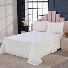 Jogo de Lençol Queen 4 Peças 80% Algodão 180 Fios Lunna Palha