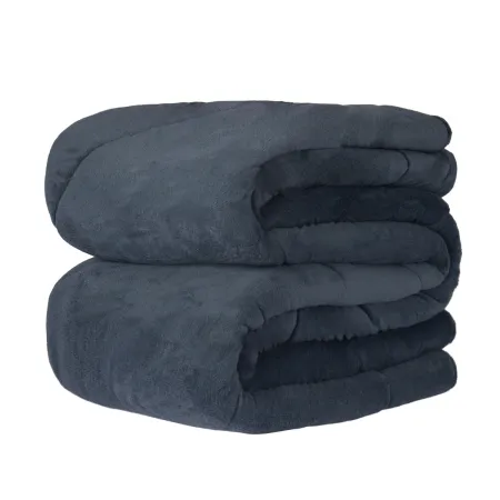 Edredom de Plush Liso Grafite 1 Peça Toque Aveludado