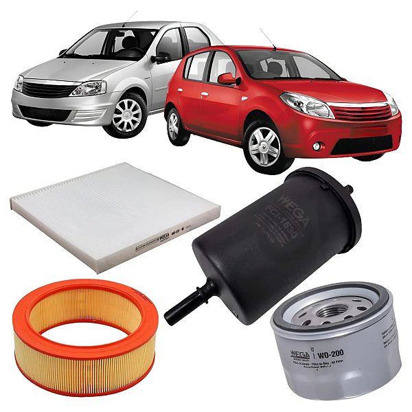 KIT FILTROS LOGAN SANDERO EXPRESSION PRIVILEGE 1.6 8V 2008 A 2012