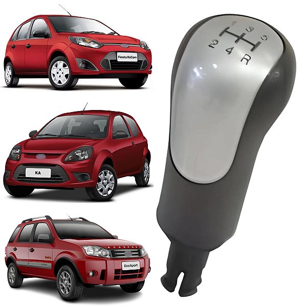 MANOPLA ALAVANCA CAMBIO LENTE PRATA KA FIESTA ECOSPORT 2008 A 2013