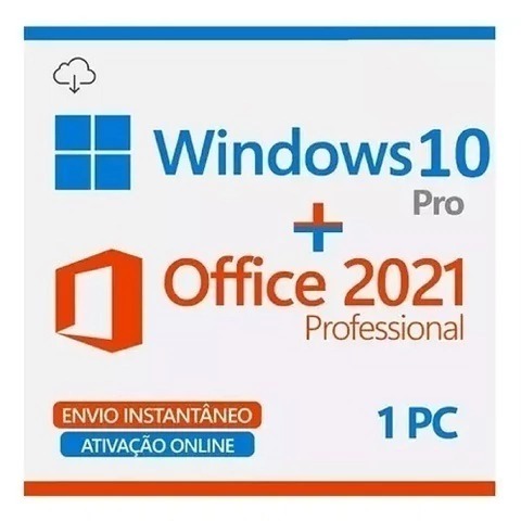 Windows 10 Pro + Office 2021 Pro Vitalício