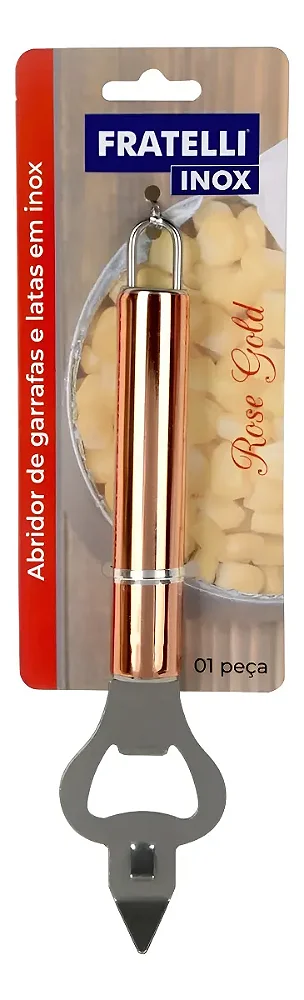 Abridor de Garrafas e Latas em Inox Rose Gold Fratelli
