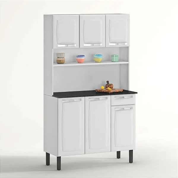Armário De Cozinha Compacta Itatiaia Rose 6 Portas 1 Gaveta Cor Branco