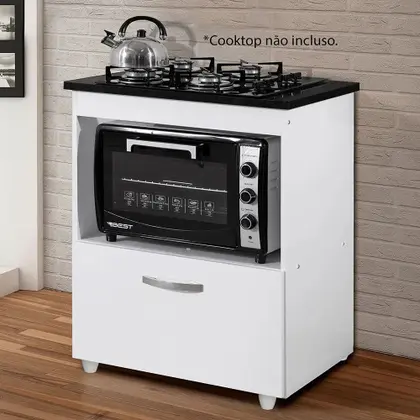 Balcão Cooktop 5 Bocas 1 Porta Salvia Branco - kaiki Móveis