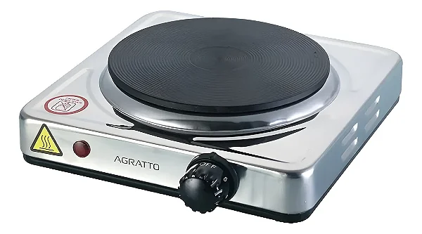 Fogão Elétrico Inox 1 Boca Portátil Cooktop 1500w Agratto 127v
