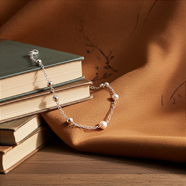 Pulseira Pérolas & Esferas – Banhado a Prata 925