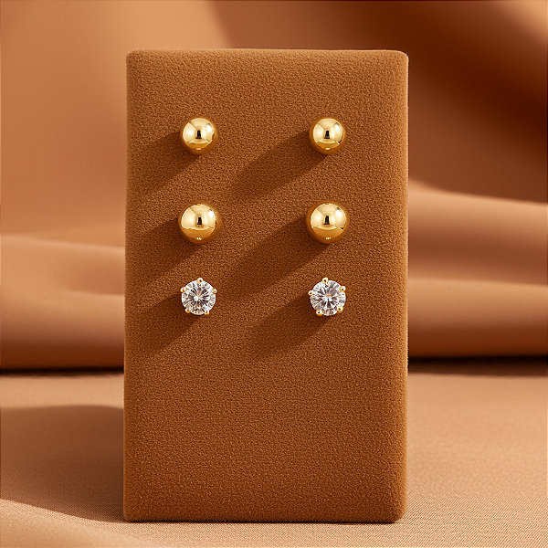 Trio Essencial Banhado a Ouro 18K