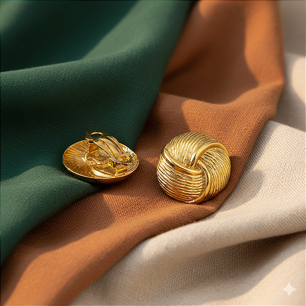 Brinco Pressão Nó Dourado Banhado a Ouro 18K