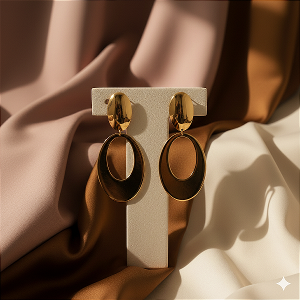 Brinco Eclipse Dourado Banhado a Ouro 18K