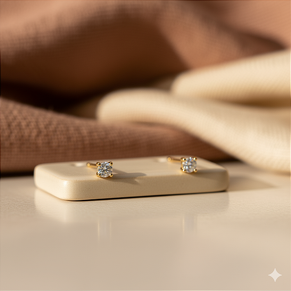 Brinco Delicate Mini Ponto de Luz Banhado a Ouro 18K e Zircônia