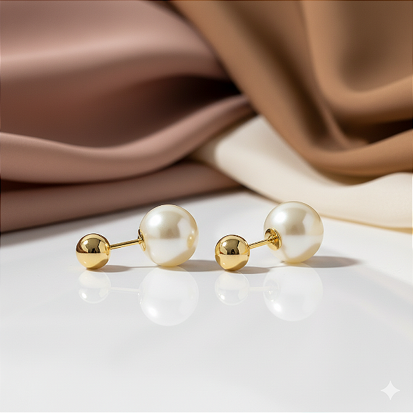 Brinco Duo Pérola Banhado a Ouro 18K