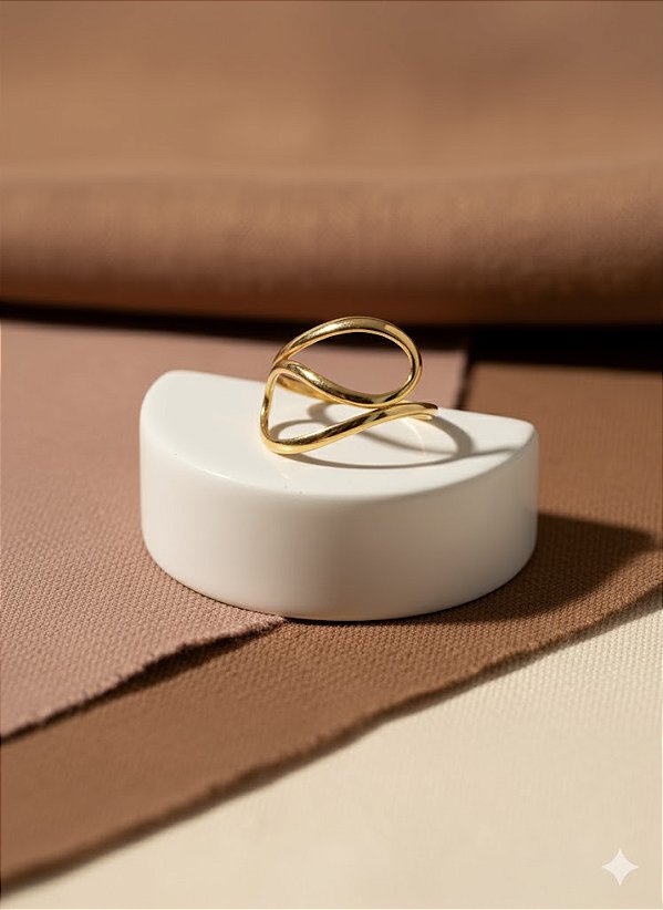 Anel Contorno Banhado a Ouro 18K - TAM 18